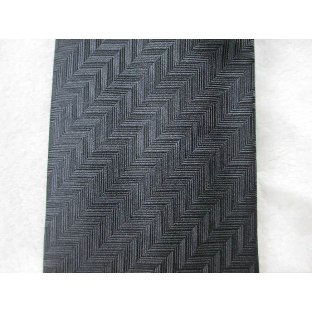 NEW ETON Neck Tie Mens Black Chevron Silk Made In Italy Casual 07